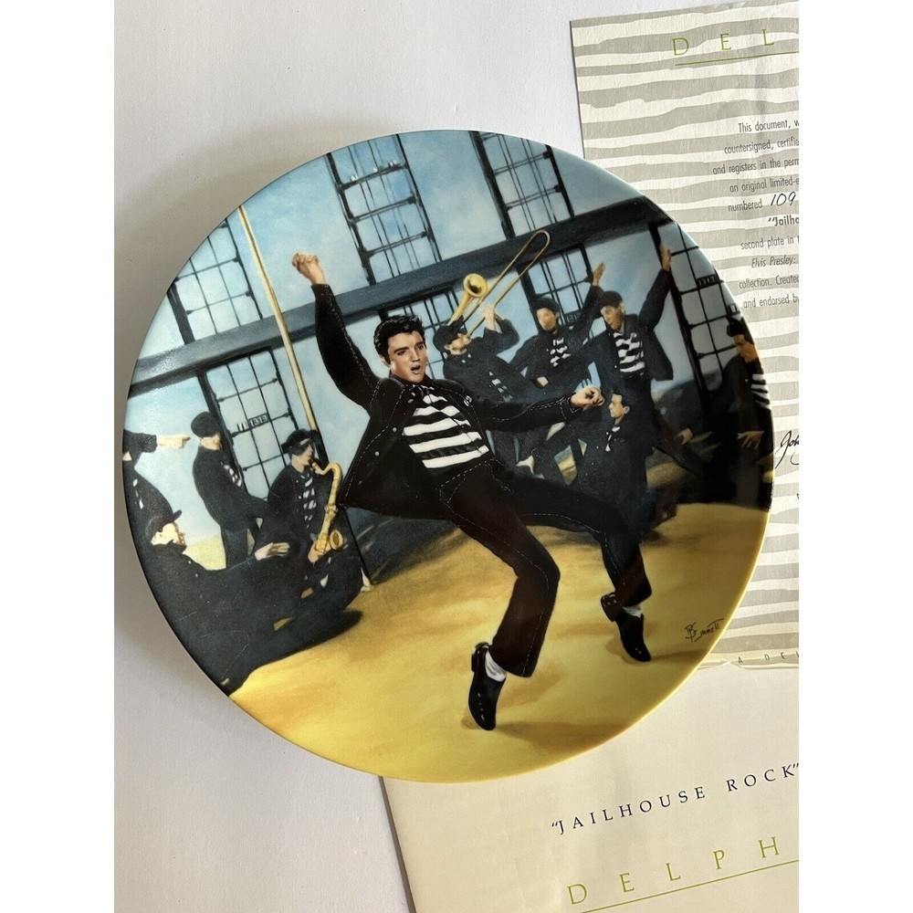 1989 Delphi Bradex Elvis Jailhouse Rock Collector Plate 2 By Bruce Emmett NEW